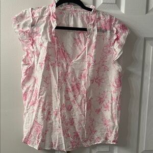 Chic Pink Floral Ruffle Blouse